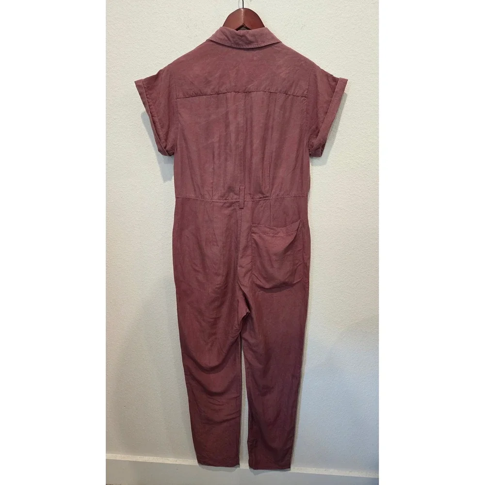 Alex Mill Expedition Jumpsuit Short Sleeve Tie Waist Rose Pink Utility XS